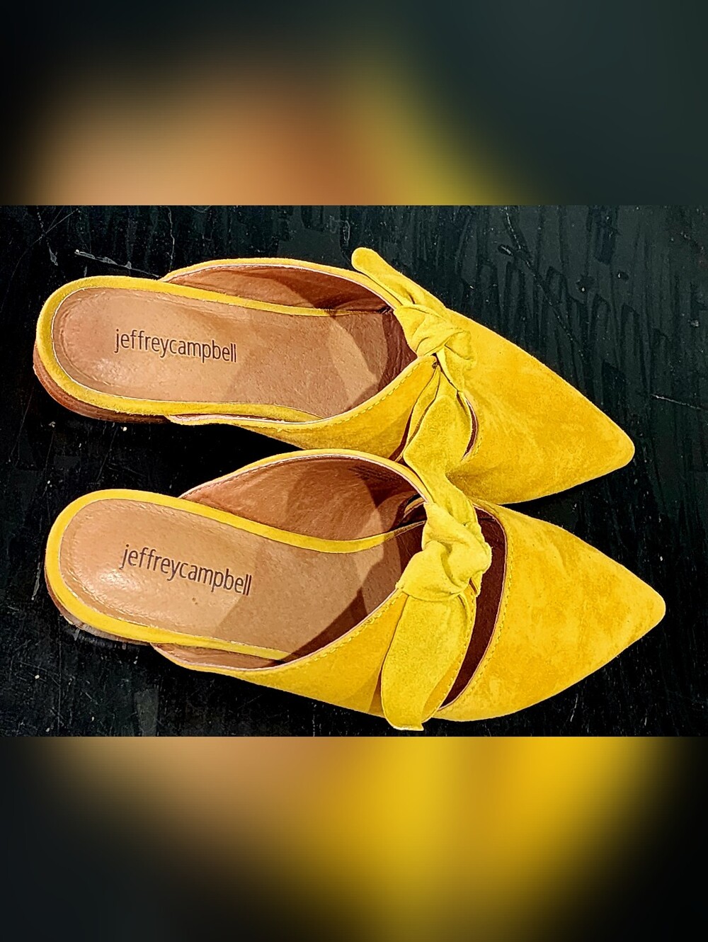 JEFFREY CAMPBELL | Charlin | Mustard Yellow Suede Knot Pointed-Toe Mules - Picture 6 of 9